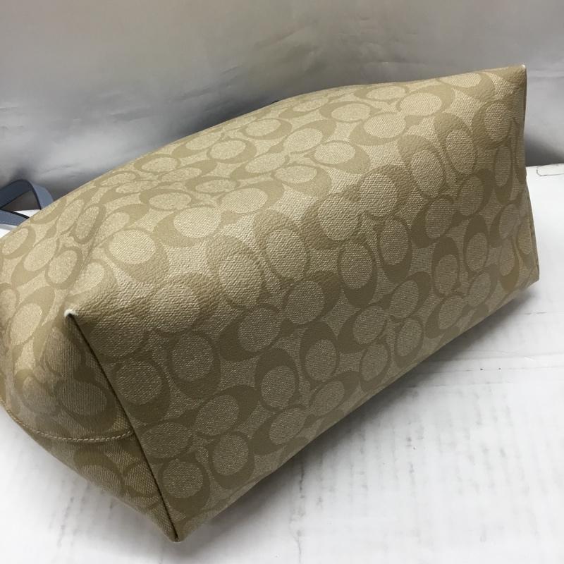 コーチ COACH トートバッグ トートバッグ F58292 シグネチャー ロゴ、文字 ベージュ / ベージュ / X 水色 / ライトブルー / レディース USED 古着 中古 10106903
