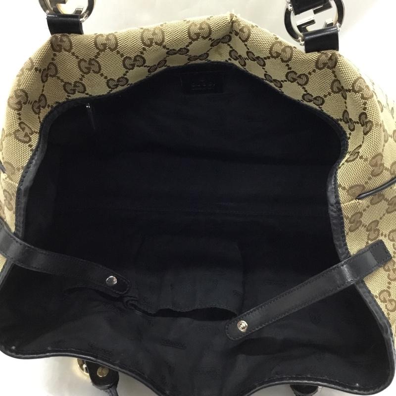 グッチ GUCCI トートバッグ トートバッグ 232957 GGキャンバス GGツインズ 総柄 黒 / ブラック / X ベージュ / ベージュ / レディース USED 古着 中古 10119657