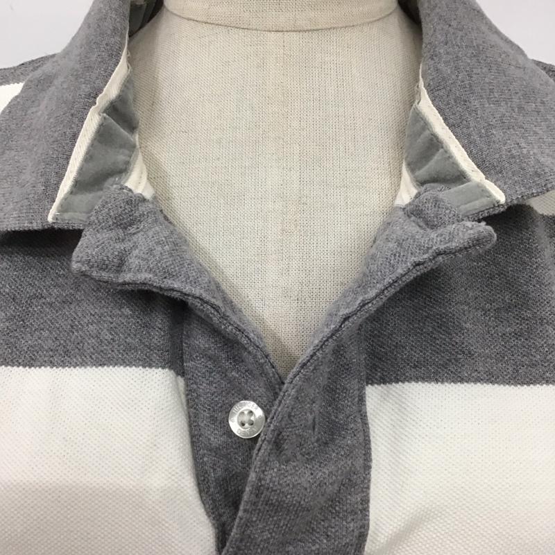 ヒルフィガーデニム HILFIGER DENIM ポロシャツ 半袖 ボーダー L ワンポイント 灰 / グレー / X 白 / ホワイト / レディース USED 古着 中古 10122895