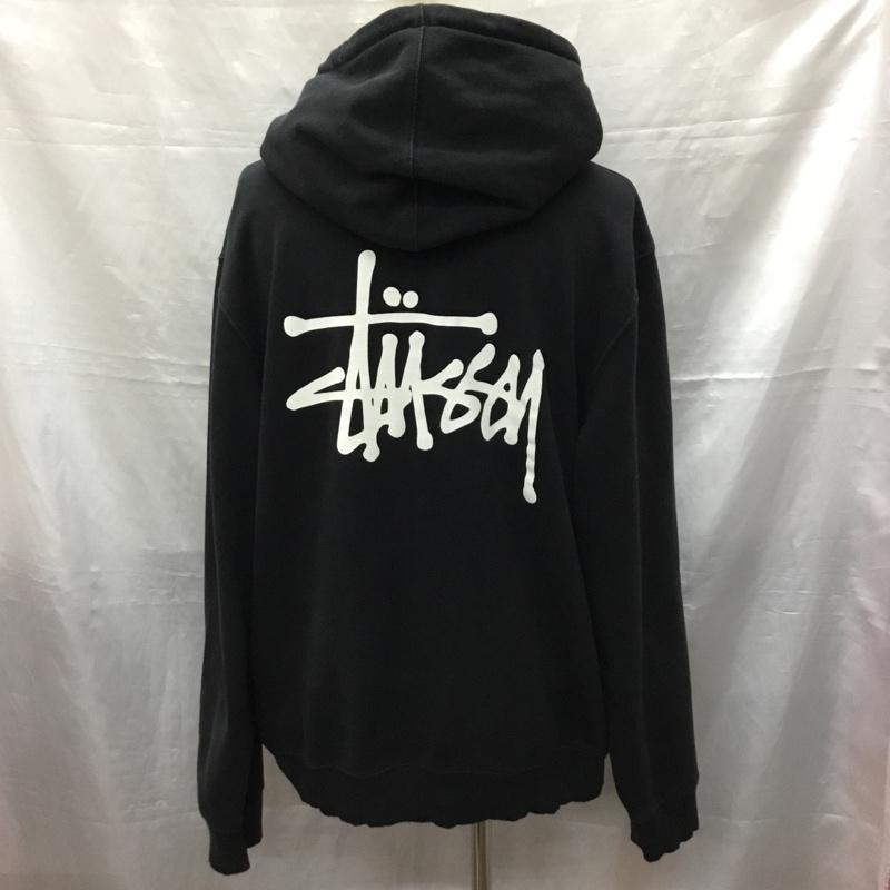 ステューシー STUSSY パーカー 長袖 長袖パーカー フード付きパーカー プリントスウェット トレーナー XL ロゴ、文字 黒 / ブラック /  メンズ USED 古着 中古 10120078