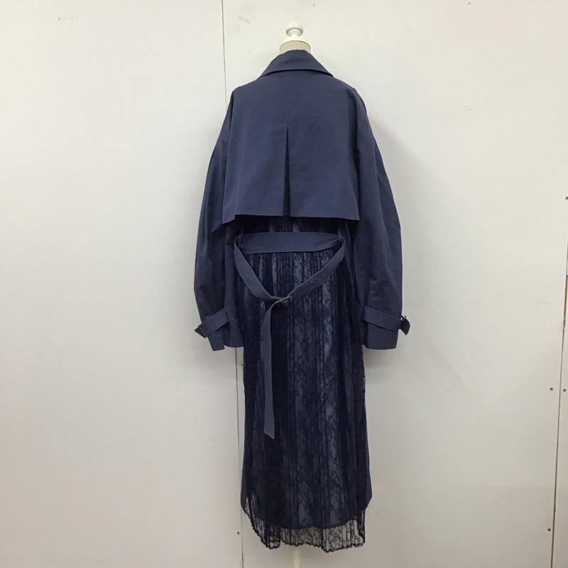 ムルーア MURUA コート トレンチコート 012010000401 レースプリーツトレンチコート FREE 無地 青 / ブルー / レディース USED 古着 中古 10121178