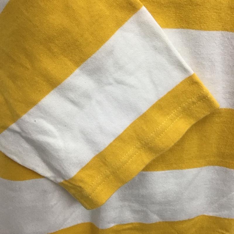 チャンピオン Champion Tシャツ 七分袖 M ボーダー柄 白 / ホワイト / X 黄 / イエロー / レディース USED 古着 中古 10108135