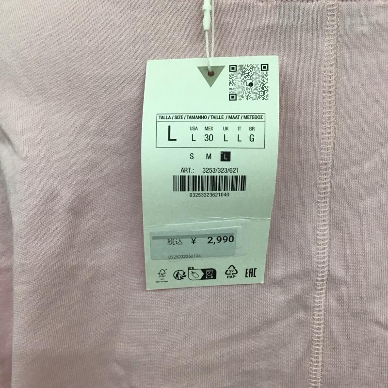 ザラ ZARA Tシャツ 半袖 3253 323 621 ヘビーコットンT クルーネック タグ付き L 無地 桃 / ピンク / レディース USED 古着 中古 10126070