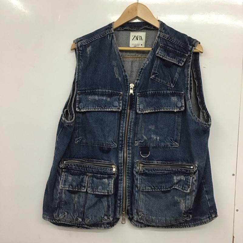 ザラ ZARA ベスト ベスト 2553/240/400 デニムベスト L 無地 インディゴ / インディゴ / レディース USED 古着 中古 10133630