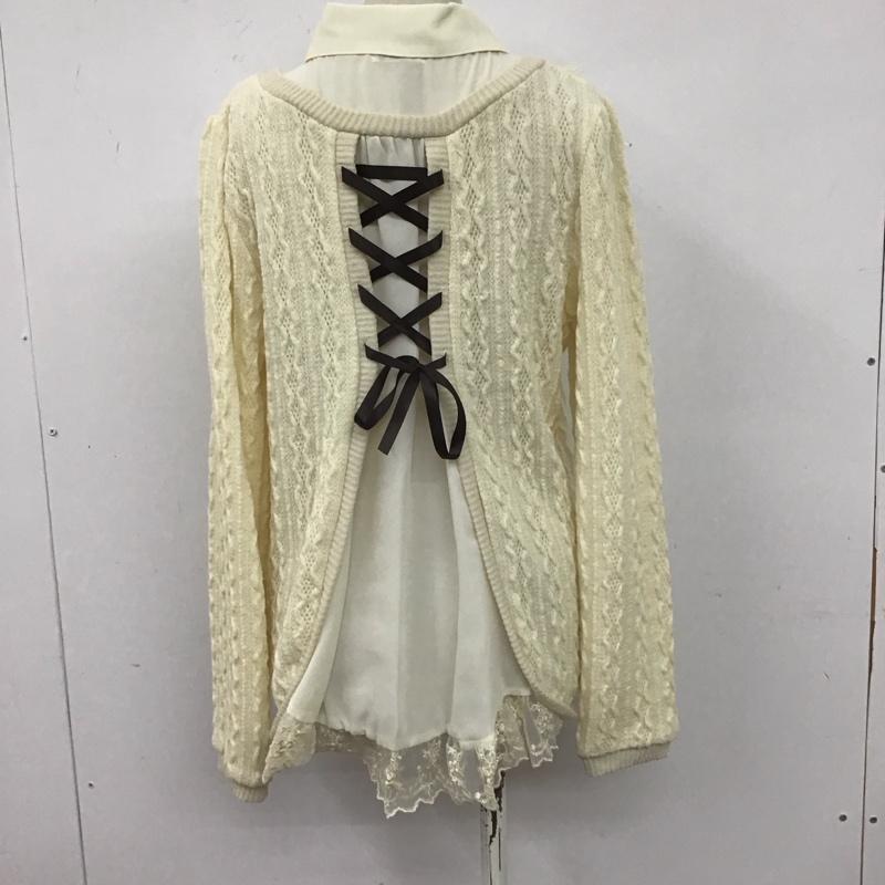 アクシーズファム axes femme ニット、セーター 長袖 長袖ニットカットソー ニット セーター クルーネックニット M 無地 白 / ホワイト / レディース USED 古着 中古 10107708