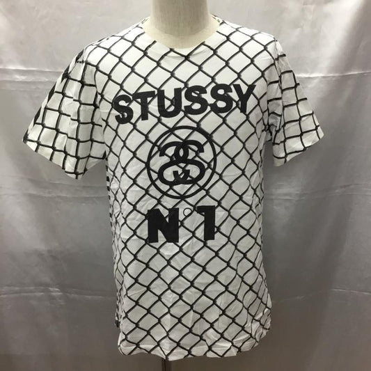 ステューシー STUSSY Tシャツ 半袖 半袖カットソー プリントTシャツ クルーネックカットソー L ロゴ、文字 白 / ホワイト /  メンズ USED 古着 中古 10108709