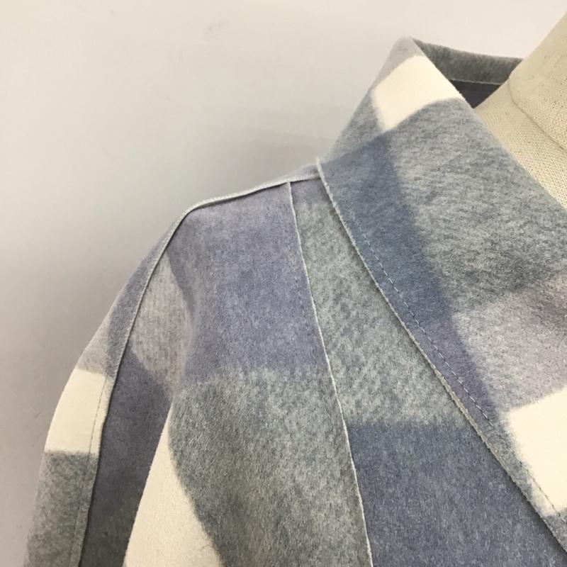 ザラ ZARA ジャケット、上着 ジャケット、ブレザー 7901 122 044 シャツジャケット ロング丈 M チェック 白 / ホワイト / X 灰 / グレー / X 水色 / ライトブルー / レディース USED 古着 中古 10107955