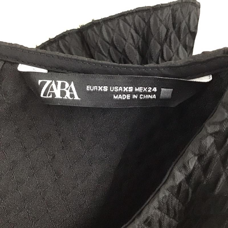 ザラ ZARA カットソー 長袖 フリル レイヤード風 XS 無地 白 / ホワイト / X 黒 / ブラック / レディース USED 古着 中古 10121882