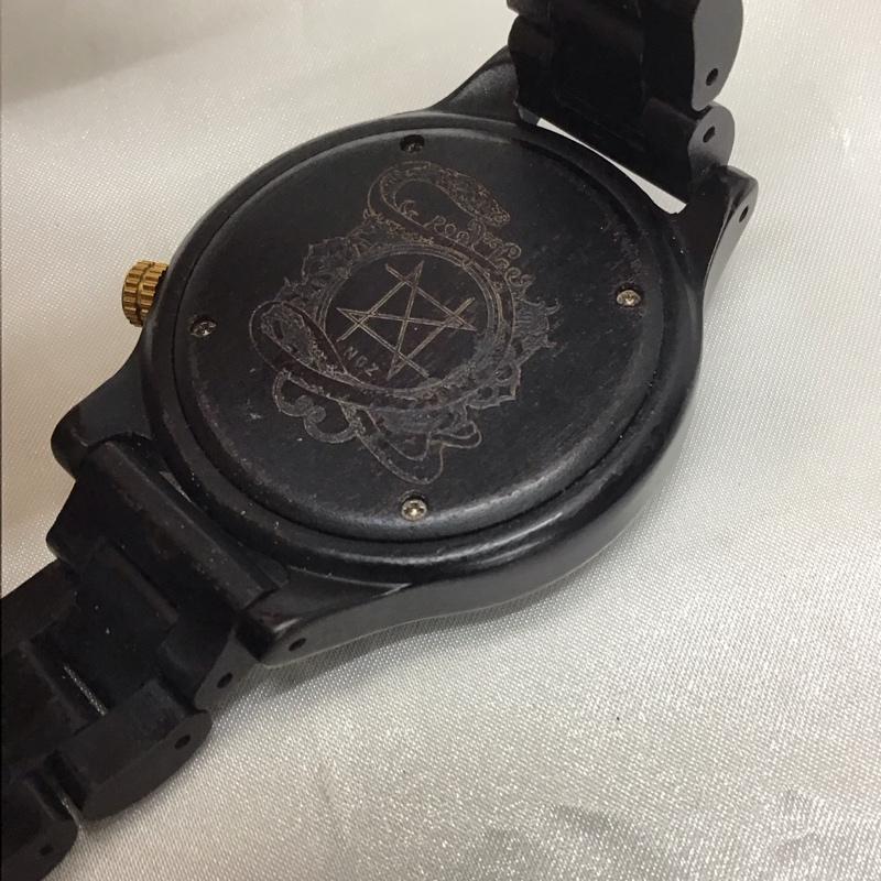 古着 USED 腕時計 アナログ(クォーツ式) NOZ 天然木バンド ロゴ、文字 黒 / ブラック / X 金 / ゴールド / メンズ USED 古着 中古 10115450