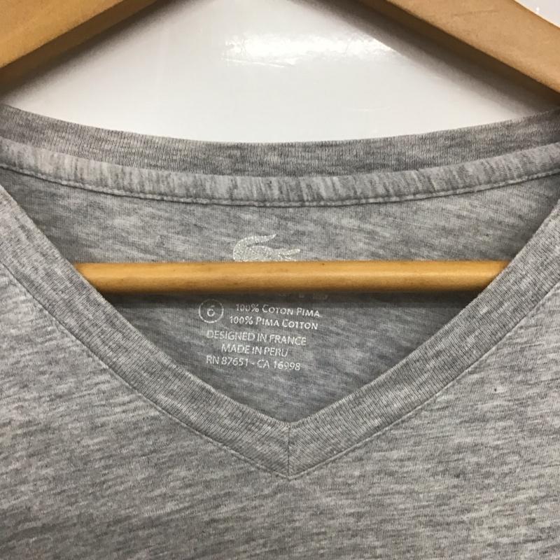ラコステ LACOSTE Tシャツ 半袖 半袖カットソー プリントTシャツ Vネックカットソー 6 ロゴ、文字 灰 / グレー / メンズ USED 古着 中古 10138749