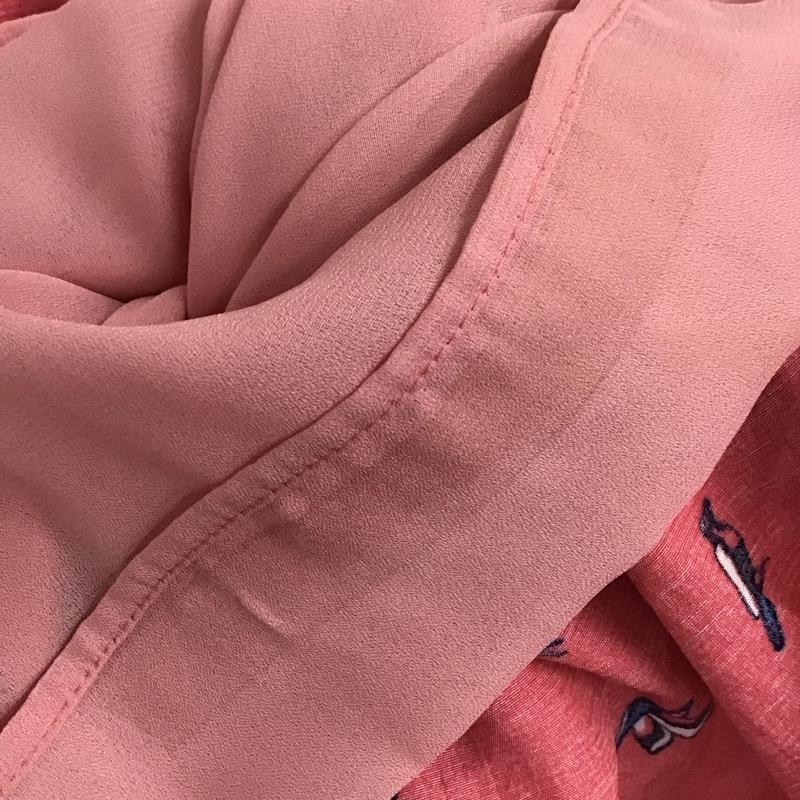 トミーヒルフィガー TOMMY HILFIGER ワンピース ひざ丈スカート 鳥 半袖 4 総柄 桃 / ピンク / レディース USED 古着 中古 10112634