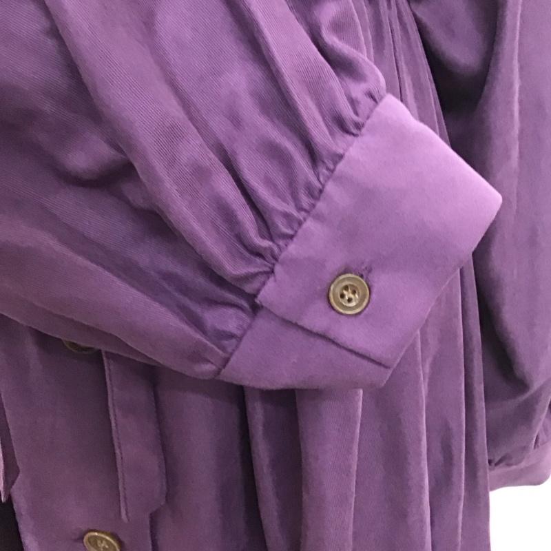 ダブルクローゼット w closet ワンピース ロングスカート 303874 Vネック ウエストドロストワンピース 長袖 無地 紫 / パープル / レディース USED 古着 中古 10112141