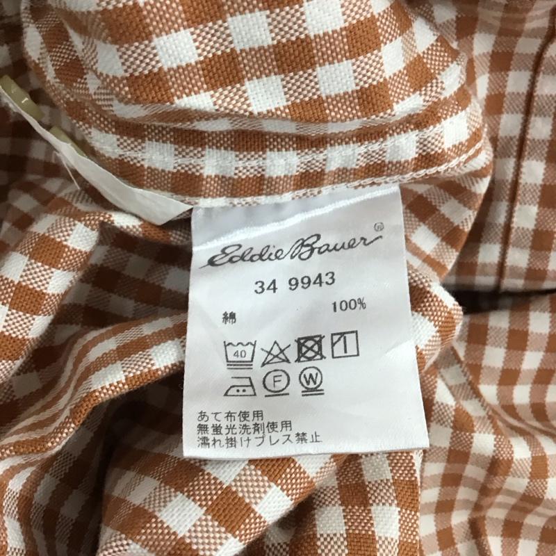 エディーバウアー Eddie Bauer シャツ、ブラウス 長袖 ボタンダウン 胸ポケット S チェック 白 / ホワイト / X 茶 / ブラウン / メンズ USED 古着 中古 10112916