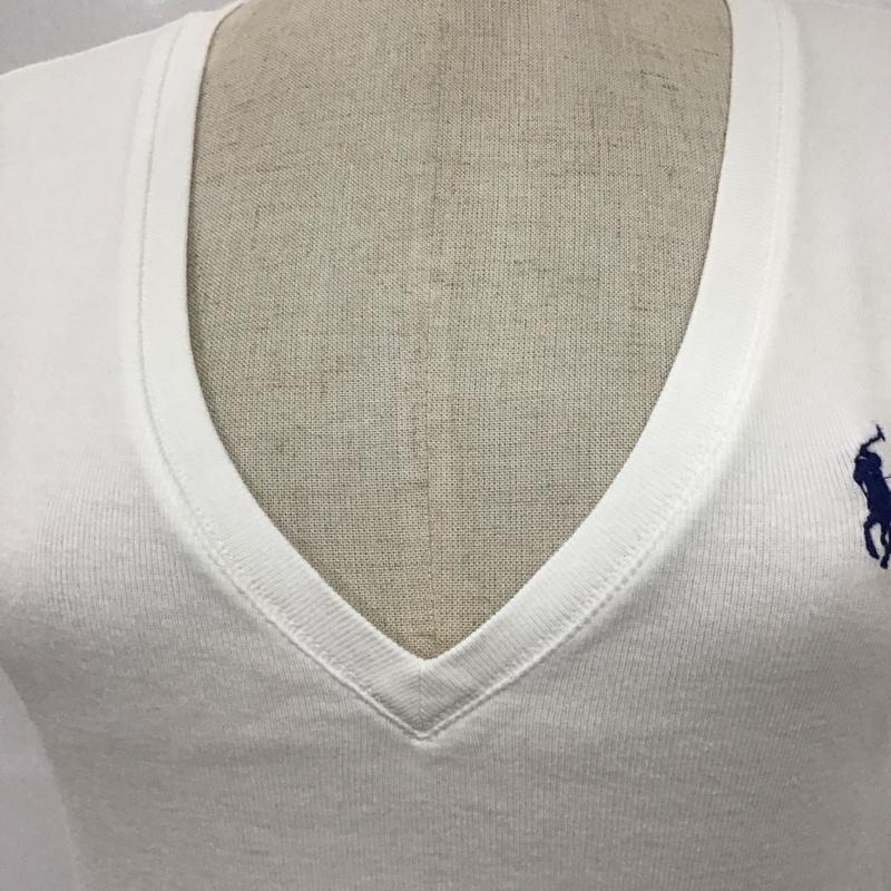 ポロラルフローレン POLO RALPH LAUREN Tシャツ 半袖 半袖カットソー プリントTシャツ Vネックカットソー XS ロゴ、文字 白 / ホワイト / レディース USED 古着 中古 10115970