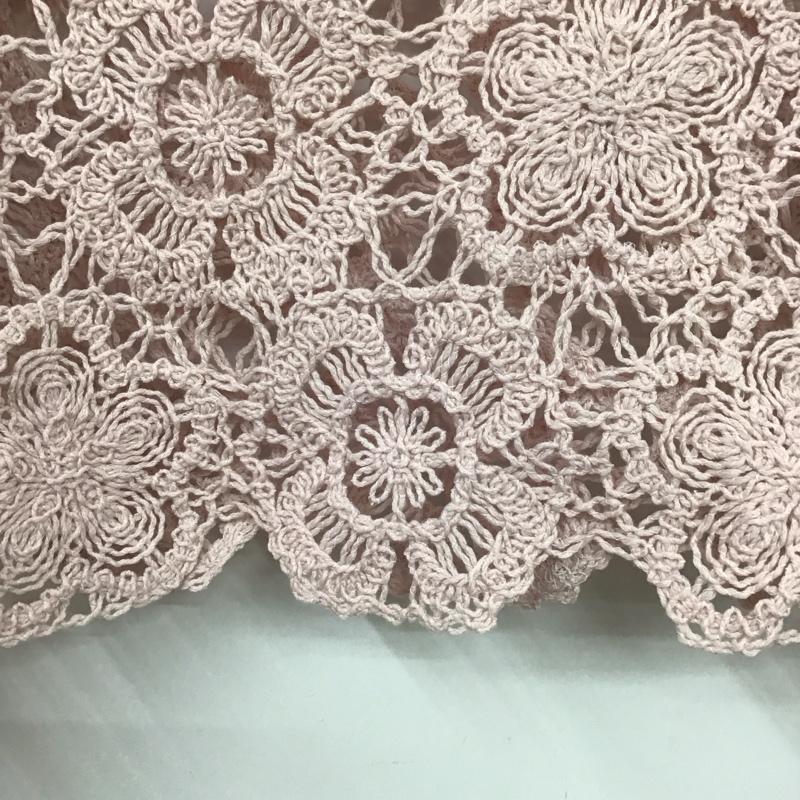 ザラ ZARA カットソー 長袖 2142/101/644 Tan Crochet Bardot Puff Sleeve Crop Top M 無地 桃 / ピンク / レディース USED 古着 中古 10131566