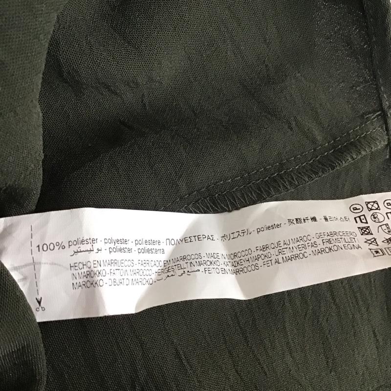ザラ ZARA ワンピース ひざ丈スカート 0387 169 505 スタンドネック フリル 長袖 L 無地 カーキ / カーキ / レディース USED 古着 中古 10109505