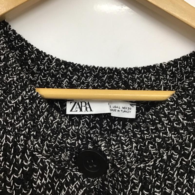 ザラ ZARA カーディガン 長袖 5802/113/084 L 白 / ホワイト / X 黒 / ブラック / レディース USED 古着 中古 10131140