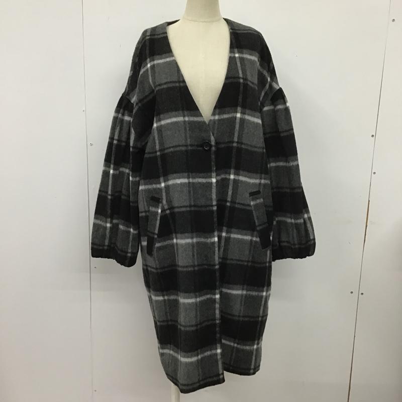 マジェスティックレゴン MAJESTIC LEGON コート コート一般 チェスターコート ロングコート アウター ノーカラージャケット M チェック 白 / ホワイト / X 黒 / ブラック / X 灰 / グレー / レディース USED 古着 中古 10105630
