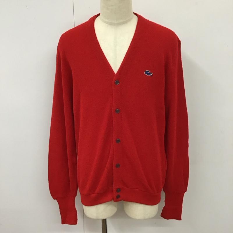 ラコステ LACOSTE カーディガン 長袖 70s アクリルニット カーディガン IZOD ロゴ、文字 赤 / レッド / メンズ USED 古着 中古 10118300