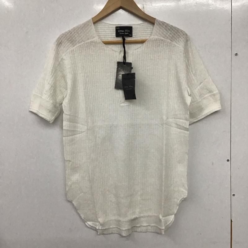 ナンバーナイン NUMBER (N)INE カットソー 半袖 半袖カットソー ヘンリーネックカットソー リブカットソー 3 無地 白 / ホワイト / メンズ USED 古着 中古 10137014