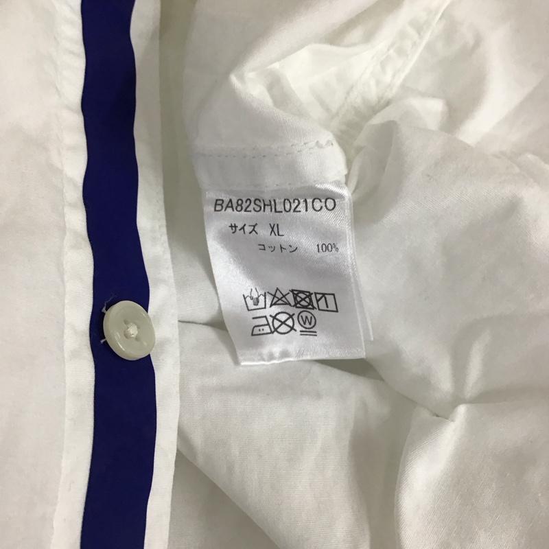 ナノベース nano base シャツ、ブラウス 長袖 BA82SHL021CO 胸ポケット XL 無地 白 / ホワイト / X 紺 / ネイビー / メンズ USED 古着 中古 10118110