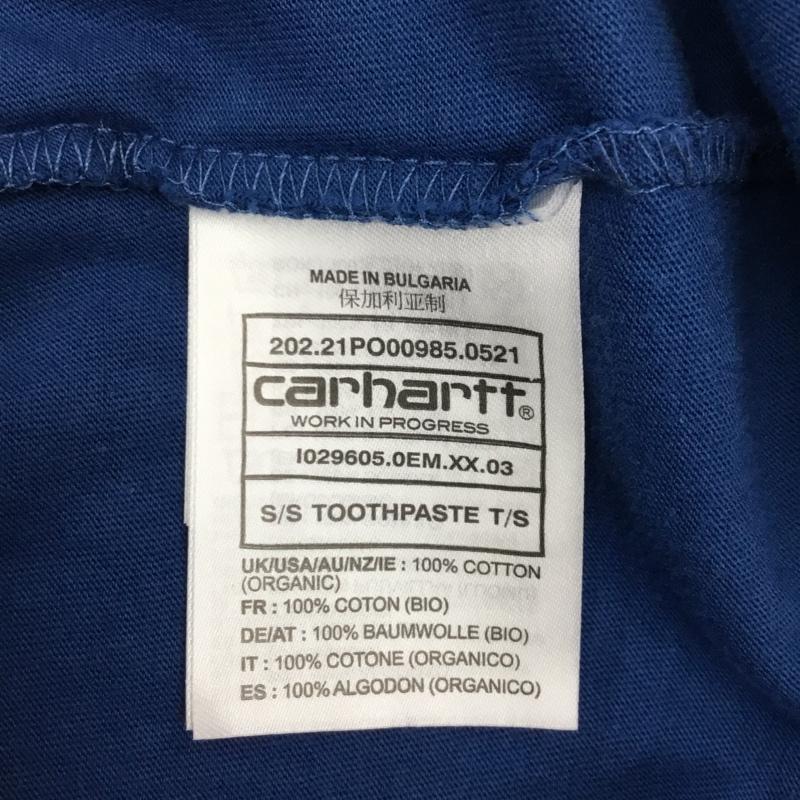 カーハート Carhartt Tシャツ 半袖 半袖カットソー プリントTシャツ クルーネックカットソー XXL ロゴ、文字 青 / ブルー / メンズ USED 古着 中古 10108373