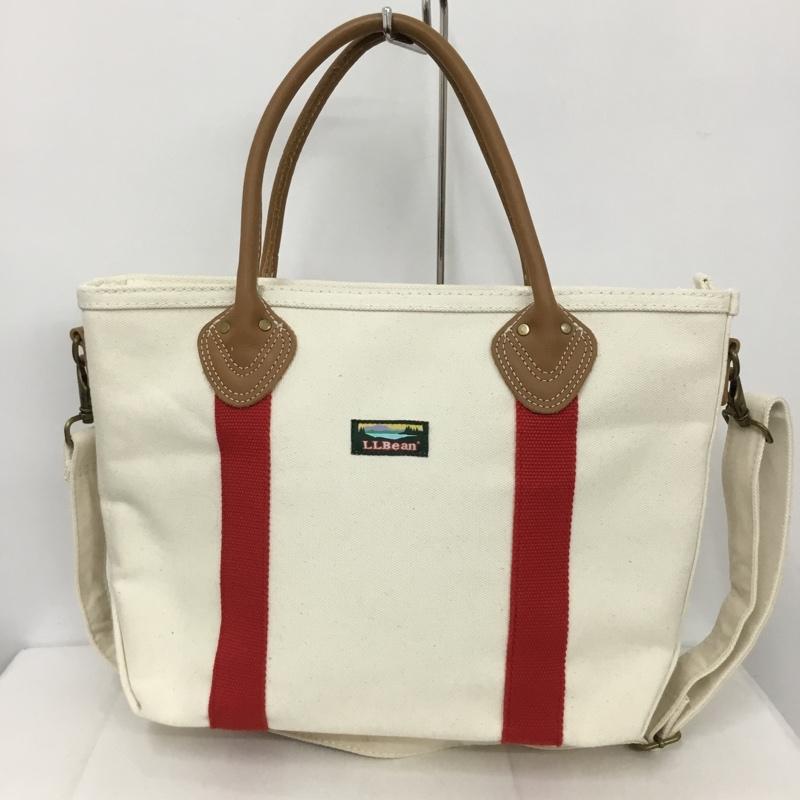 エルエルビーン L.L.Bean トートバッグ トートバッグ 307241 ショルダーバッグ 2WAY ロゴ、文字 赤 / レッド / X オフホワイト / オフホワイト / メンズ USED 古着 中古 10131208