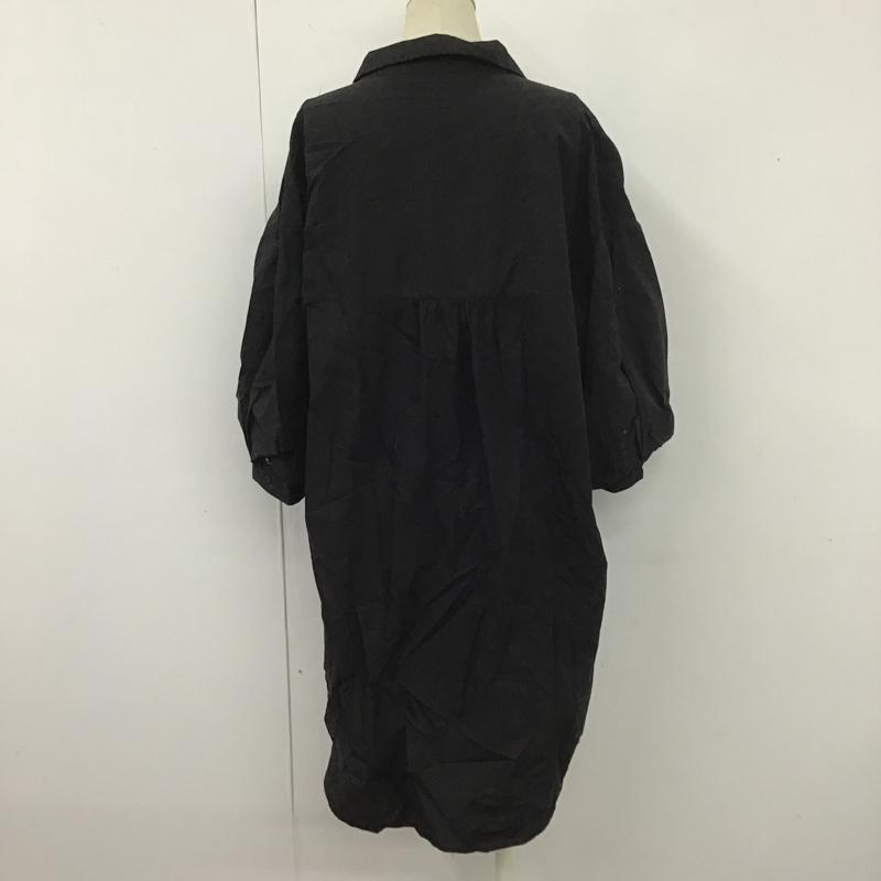 ザラ ZARA シャツ、ブラウス 半袖 半袖シャツ ロングシャツ ノーカラーシャツ 前開カーディガン M 無地 黒 / ブラック / レディース USED 古着 中古 10105941