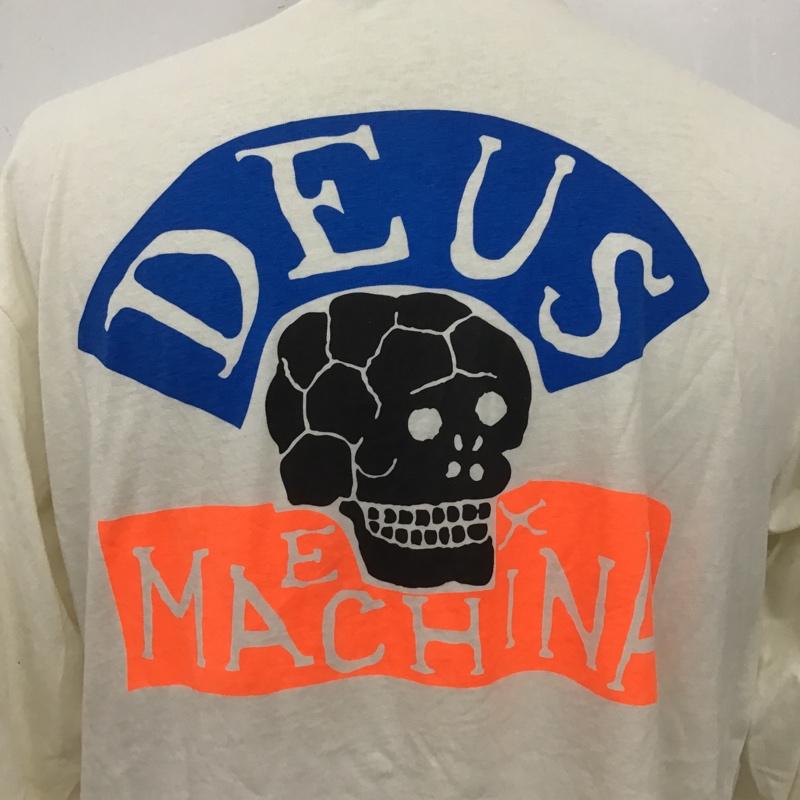 デウスエクスマキナ DEUS EX MACHINA カットソー 長袖 DMP81106B HappySkullsLsTee プリントTシャツ ロングスリーブT L プリント 白 / ホワイト / メンズ USED 古着 中古 10105559