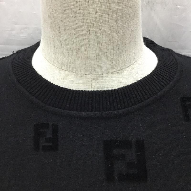 フェンディ FENDI トレーナー 長袖 長袖トレーナー スウェット クルーネック リブスウェットカットソー S 総柄 黒 / ブラック /  メンズ USED 古着 中古 10120545