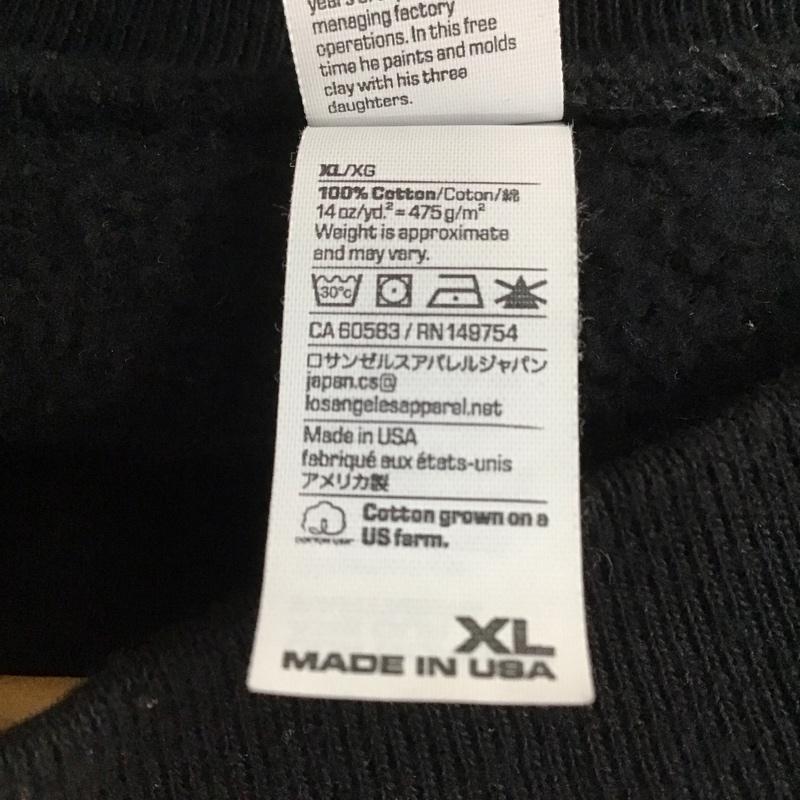 ロサンゼルスアパレル LOS ANGELES APPAREL トレーナー 長袖 長袖トレーナー スウェット クルーネック プルオーバー XL 無地 黒 / ブラック / メンズ USED 古着 中古 10144774