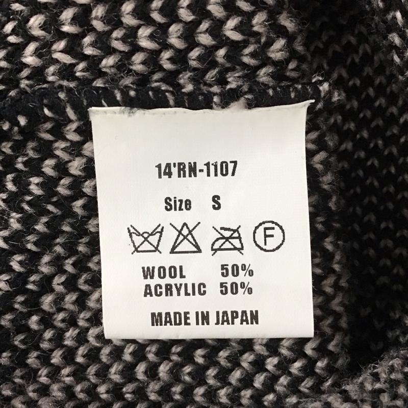 ラッツ RATS カーディガン 長袖 長袖カーディガン 長袖カットソー ノーカラージャケット 前開カーディガン S 総柄 白 / ホワイト / X 黒 / ブラック / メンズ USED 古着 中古 10124839