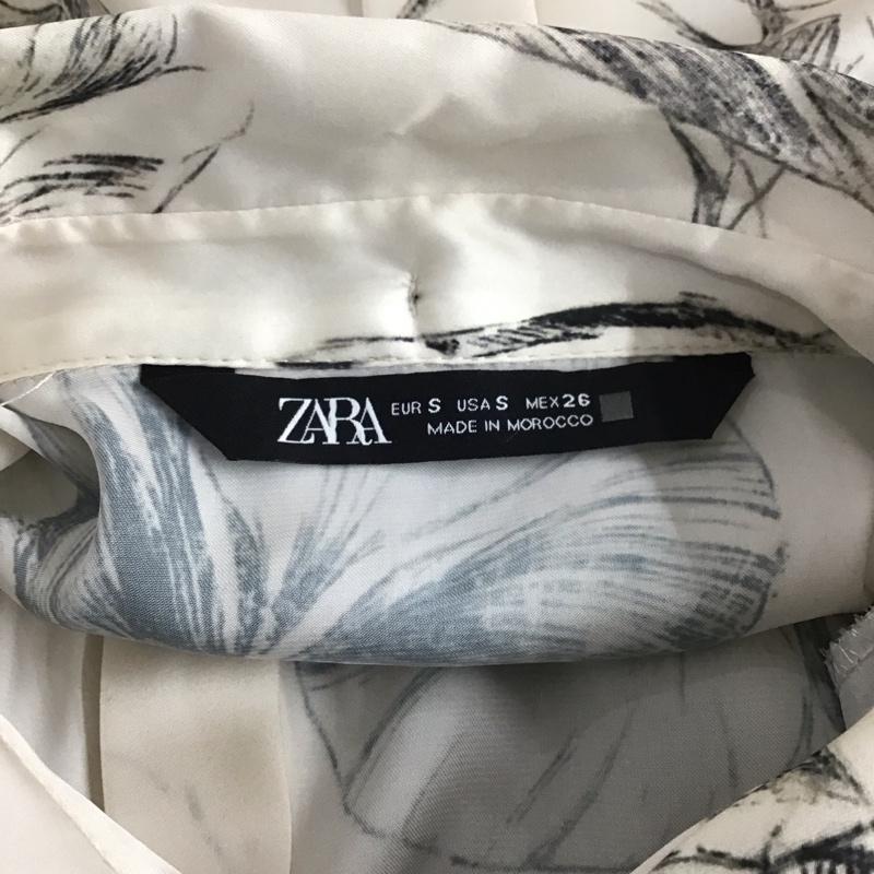 ザラ ZARA シャツ、ブラウス 半袖 半袖シャツ プリントシャツ カラーシャツ S プリント 白 / ホワイト / X 黒 / ブラック / レディース USED 古着 中古 10126934