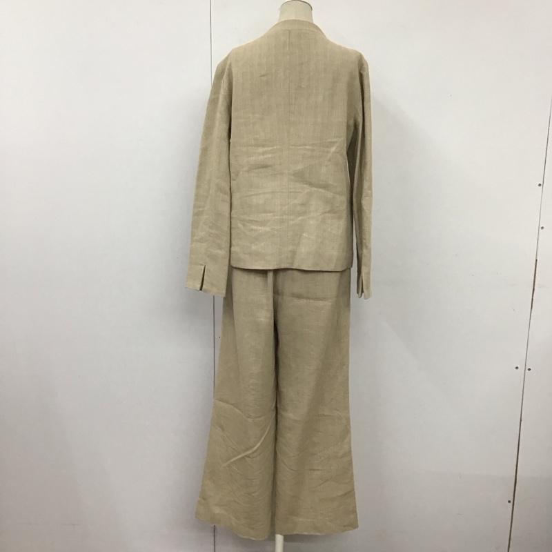 レプシィム LEPSIM セットアップ セットアップ lp070395sb リネン混ダブルノーカラージャケット ワイドパンツ 2点セット M 無地 ベージュ / ベージュ / レディース USED 古着 中古 10109530