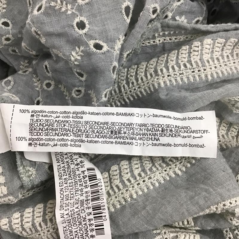 ザラ ZARA ワンピース ロングスカート 長袖シャツワンピース 前空きロングワンピース M 刺繍 X 総柄 白 / ホワイト / X 灰 / グレー / レディース USED 古着 中古 10136025