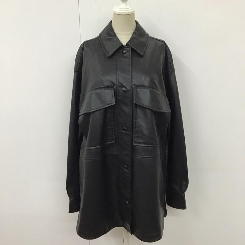 ザラ ZARA ジャケット、上着 ジャケット、ブレザー 3427 790 800 フェイクレザー シャツジャケット XS 無地 黒 / ブラック / レディース USED 古着 中古 10118454