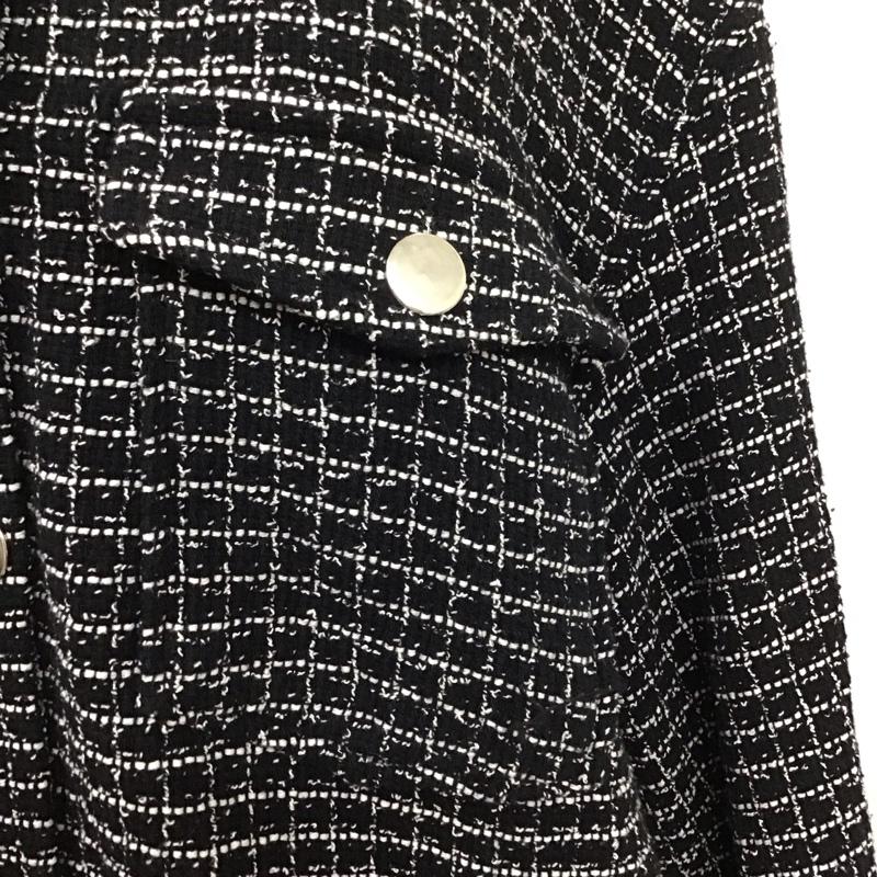 ザラ ZARA ジャケット、上着 ジャケット、ブレザー 8523 169 093 シャツジャケット ツイード M チェック 黒 / ブラック / X 白 / ホワイト / レディース USED 古着 中古 10125818