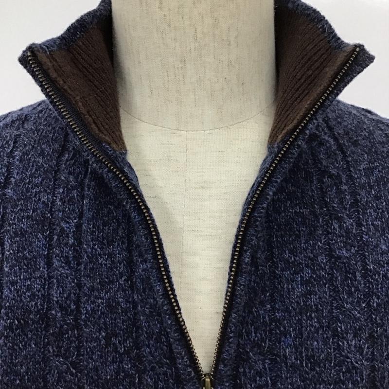 ブルックスブラザーズ BROOKS BROTHERS ニット、セーター 長袖 長袖ニット 長袖カットソー リブニット セーター ジップアップネック M 総柄 紺 / ネイビー / メンズ USED 古着 中古 10111127