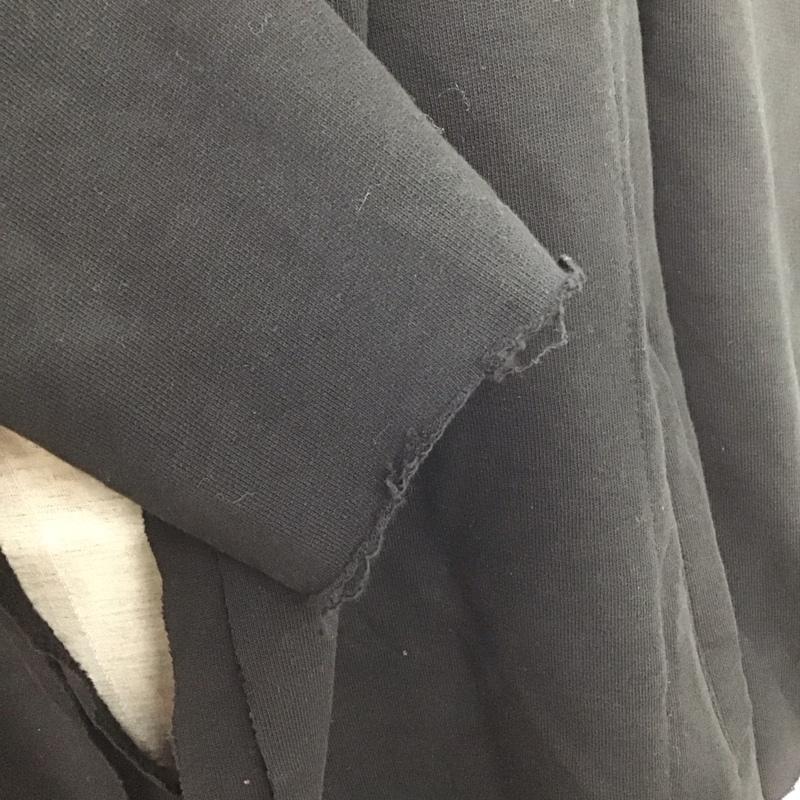 ザラメン ZARA MAN パーカー 長袖 スウェット カットオフ ロング丈 L 無地 黒 / ブラック / メンズ USED 古着 中古 10106789
