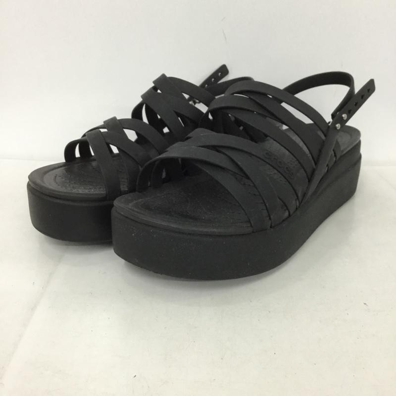 クロックス crocs サンダル サンダル 206751 ブルックリン ストラッピー ローウェッジ W10 ロゴ、文字 黒 / ブラック / レディース USED 古着 中古 10132031