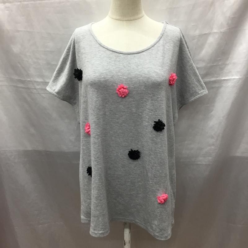 ニーナ ミュウ nina mew カットソー 半袖 半袖カットソー プリントTシャツ クルーネックカットソー FREE 花柄 灰 / グレー / レディース USED 古着 中古 10118475