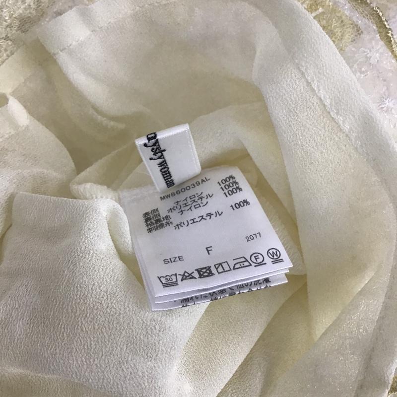 ミスティウーマン mysty woman カットソー 長袖 MW860039AL チュール刺繍袖タックブラウス FREE 刺繍 白 / ホワイト / X 黄 / イエロー /  レディース USED 古着 中古 10107166