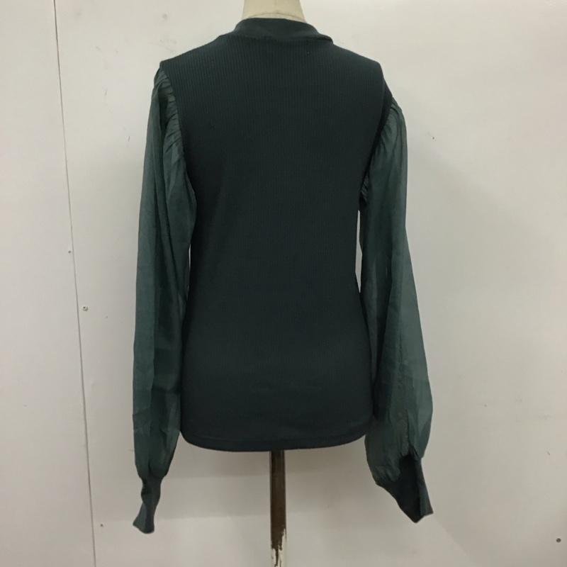 アズールバイマウジー AZUL BY MOUSSY カットソー 長袖 250GAB80-098H 袖シアー リブ M 無地 緑 / グリーン / レディース USED 古着 中古 10119384