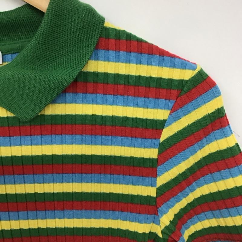ザラ ZARA ポロシャツ 半袖 マルチボーダー リブ M ボーダー柄 マルチカラー / マルチカラー / レディース USED 古着 中古 10139133