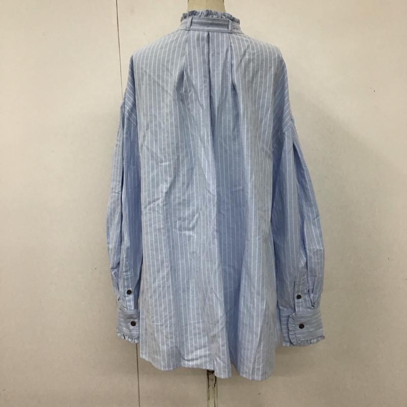 フリークスストア FREAK S STORE シャツ、ブラウス 長袖 1102248901172 リボン付スタンドフリルブラウス FREE ストライプ 水色 / ライトブルー / レディース USED 古着 中古 10114237