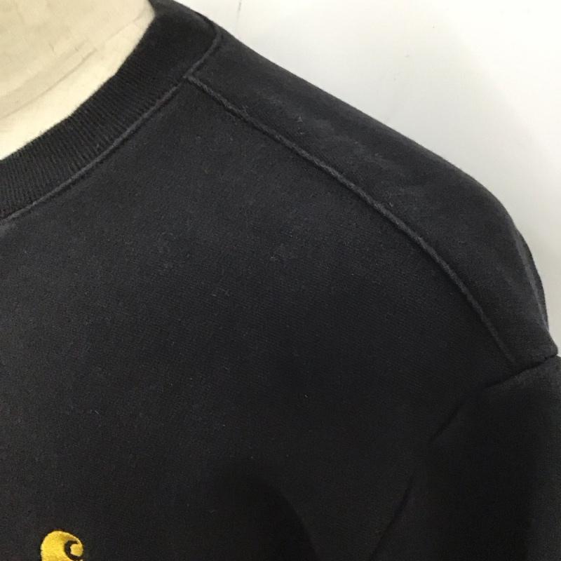 カーハート Carhartt トレーナー 長袖 長袖トレーナー スウェット クルーネック リブスウェットカットソー M ロゴ、文字 黒 / ブラック / メンズ USED 古着 中古 10115361