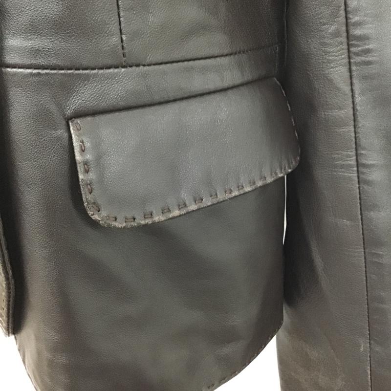 バルマン BALMAIN ジャケット、上着 ジャケット、ブレザー スタンドカラージャケット アウター カジュアルジャケット ラムレザー 無地 茶 / ブラウン / レディース USED 古着 中古 10106279
