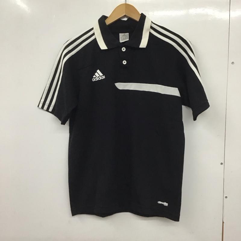 アディダス adidas ポロシャツ 半袖 半袖ポロシャツ カラーシャツ 半袖カットソー スポーツウェア M ロゴ、文字 黒 / ブラック / メンズ USED 古着 中古 10134970