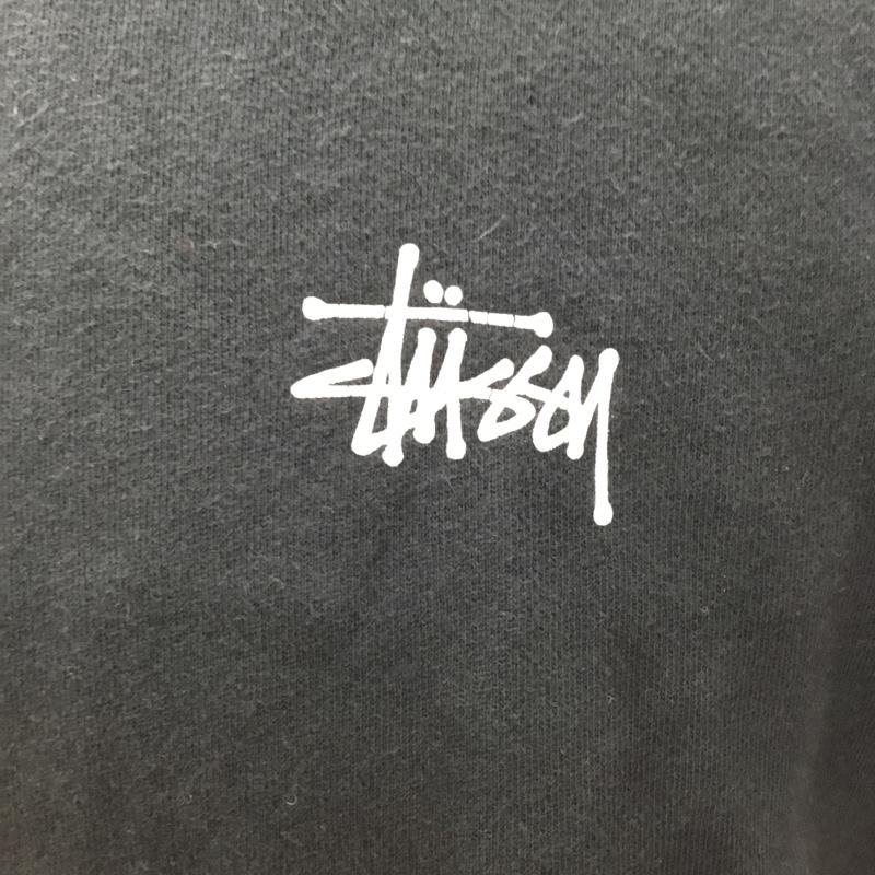 ステューシー STUSSY トレーナー 長袖 長袖トレーナー スウェット クルーネック リブスウェットカットソー S ロゴ、文字 黒 / ブラック / メンズ USED 古着 中古 10112316