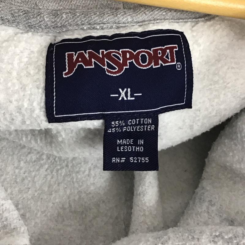 ジャンスポーツ JANSPORT パーカー 長袖 ジップアップ XL ロゴ、文字 灰 / グレー / メンズ USED 古着 中古 10134023